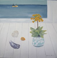 Primula and Yellow periwinkle by Gemma Pearce