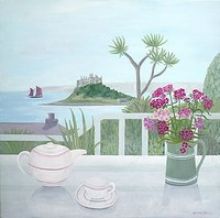 St Michaels Mount View with Sweet William by Gemma Pearce
