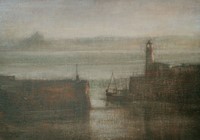 Newlyn Harbour, distant St Michael's Mount by Benjamin Warner