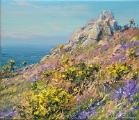Gorse and bluebells, Trevowhan Cliff by Mark Preston