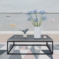 Steph's blackbird and Agapanthus by Gemma Pearce