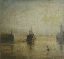 Dawn, leaving Newlyn Harbour by Benjamin Warner