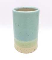 Straight tall vase, duck egg & sand by Emily Doran