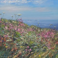 Wild Flowers towards Longships Lighthouse by Mark Preston