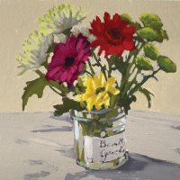 Gerberas and Carnations by Kirsten Elswood