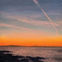 Bright dawn on the sea wall, Penzance by Oliver White