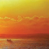 Bright evening pulling Lobster pots, Mounts Bay by Oliver White