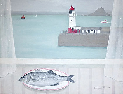Newlyn Lighthouse and Seabass by Gemma Pearce