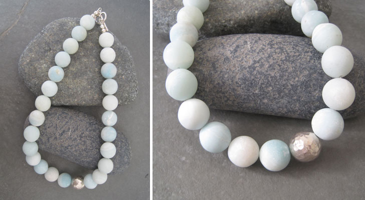 Amazonite and silver necklace (JA 176) by Jan Allison