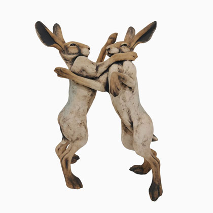 Boxing hares by Brian Andrew