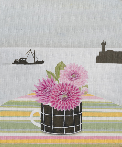 Early Morning Newlyn, Dahlias by Gemma Pearce