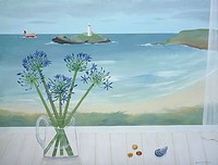 Godrevy Lighthouse and Agapanthus by Gemma Pearce