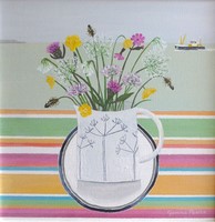 Cornish wild flowers & Newlyn trawler by Gemma Pearce