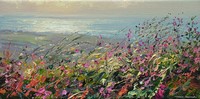 Red campion and grasses, Trevelgan Hill by Mark Preston