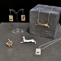 Pierced hare earings / pendant from &pound;47<br>Hare cufflinks from &pound;75<br>Large hare pendant from &pound;59 by Emma Ginnever