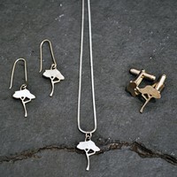 Tree pendant / earings from &pound;45 /&pound;47<br>Tree cufflinks &pound;75 by Emma Ginnever