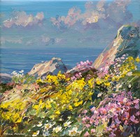 Sunlit flowers, Treen Cliff by Mark Preston