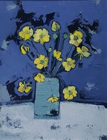 Buttercups on grey by Ali Dickson