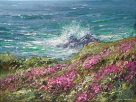 Breaking waves on Carnelloe Long Rock by Mark Preston