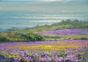 Viper's Bugloss and Corn Marigolds, Boscregan by Mark Preston