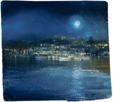 Midnight moon over Penzance by Amanda Hoskin