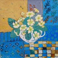 Primroses in a tea cup  by Ali Dickson