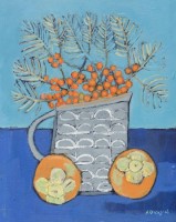Persimmons and sea buckthorn  by Ali Dickson