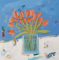 Tulips on white  by Ali Dickson