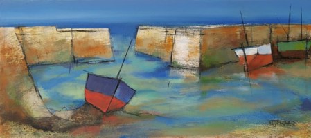 Harbour shapes, blue light by Michael Praed