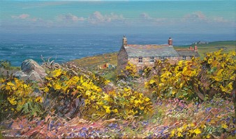 Gorse and Bluebells, Bosigran Farm by Mark Preston