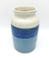 Beach bottle vase blue & oatmeal by Emily Doran
