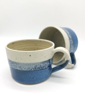 Mug oatmeal & blue by Emily Doran