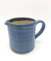 Ribbed milk jug blue by Emily Doran