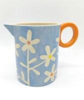 Pale blue flower jug by Ken Eardley