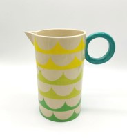 Scallop design jug green and yellow by Ken Eardley