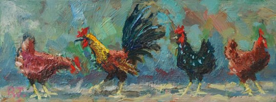 Hens and Cockeral II by Robert Jones