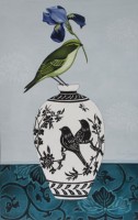 Chinese Cizhou vase and Greenfinch by Paula Sharples