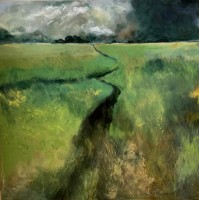 Summer fields with storm clouds by Kirsten Elswood