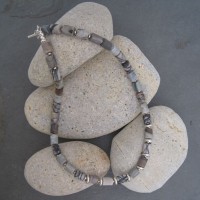 Dalmation Jasper and silver necklace (JA 454) by Jan Allison