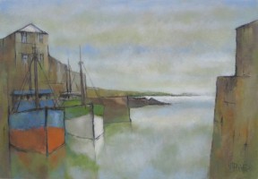 Harbour shapes with green reflections by Michael Praed