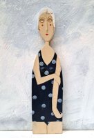 Blue polka dot bather (wall) by Lynn Muir