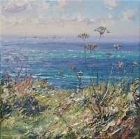 Seedheads towards Longship's Lighthouse by Mark Preston