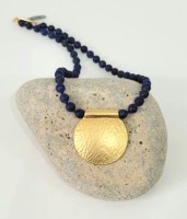 MJ050 Large gold vermeil pendant, lapis by Melissa James