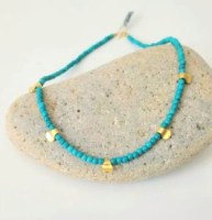 MJ053 Turquoise pinched gold nugget by Melissa James