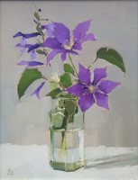 Clematis and Salvia by Annie Waring