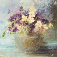 Pansies in a vintage pot by Amanda Hoskin