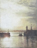 Dawn, Newlyn Harbour, leaving by Benjamin Warner