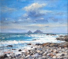 Watching breakers at Priest's Cove Cape Cornwall by David Rust