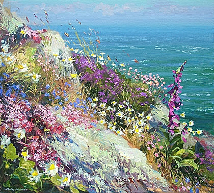 Clifftop flowers, Hellesvoer by Mark Preston