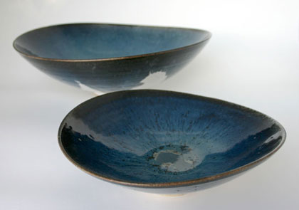 Altered blue bowls by Michael Taylor